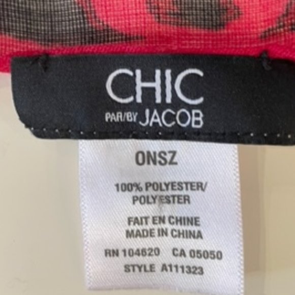 Chic by JACOB Red & Black Leopard Print Shear Scarf ~ NWOT - Picture 10 of 11